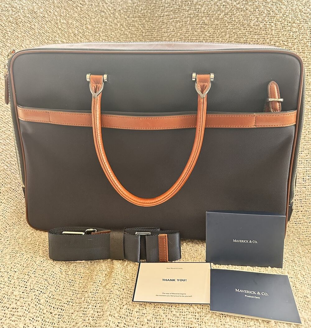 Maverick & Co Odyssey Double-zip Laptop Briefcase Navy Blue New